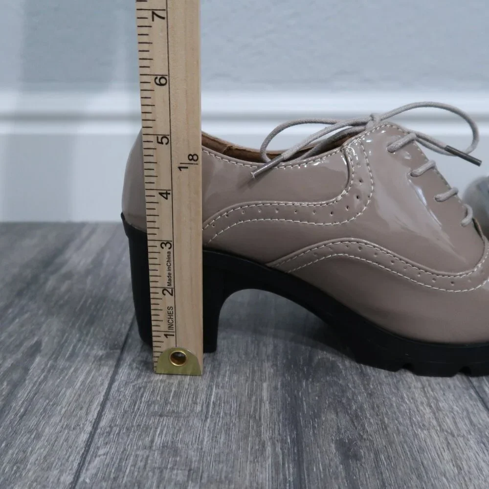 Dadawen Heels Womens 9 Brown Platform Oxfords Chunky Boxy Academia - Picture 13 of 15